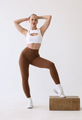 Cut Front White Sports Bras