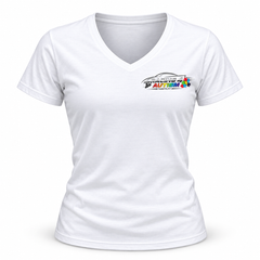 Racing 4 Autism Vneck white Tshirt