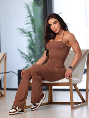 Mocha Sculpt Flare Jumpsuit