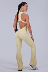 Butter Yellow Zip Flare Jumpsuit
