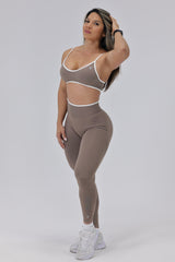 Taupe Contrast Sports Bra