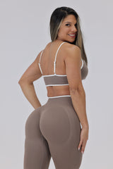 Taupe Contrast Sports Bra