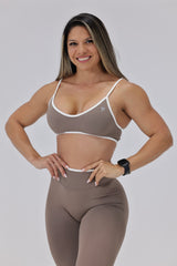 Taupe Contrast Sports Bra