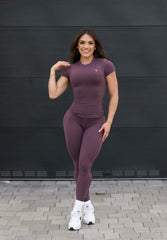 Conjunto elegante de 2 peças (manga curta + leggings)