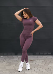 Conjunto elegante de 2 peças (manga curta + leggings)