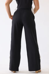 Side Contrast with Tie Loose Fit Woven Pants