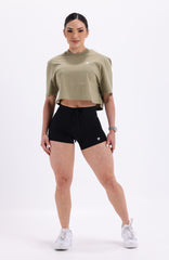 Womens oversized Crop T shirt Green