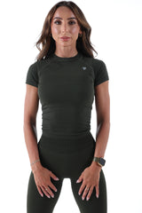 Green Sculpt Short Sleeve Top