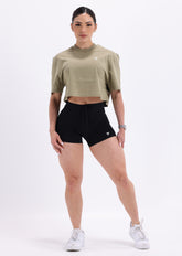 Womens oversized Crop T shirt Green