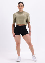 Womens oversized Crop T shirt Green