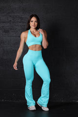 Seamless Flare Aqua Leggings