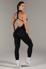 Zip Shape Jumpsuit Black