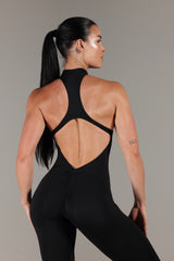 Zip Shape Jumpsuit Black