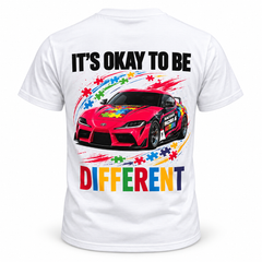 Racing 4 Autism Vneck white Tshirt