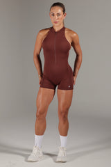 Zip Shape Bronze Brown shorts Jumpsuit