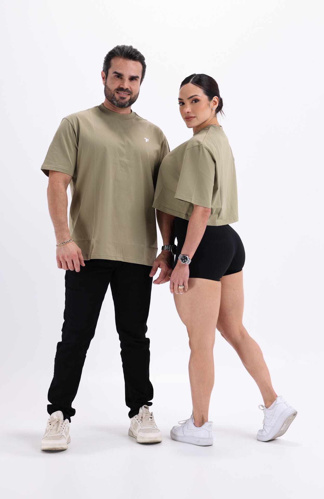 Womens oversized Crop T shirt Green