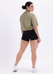 Womens oversized Crop T shirt Green